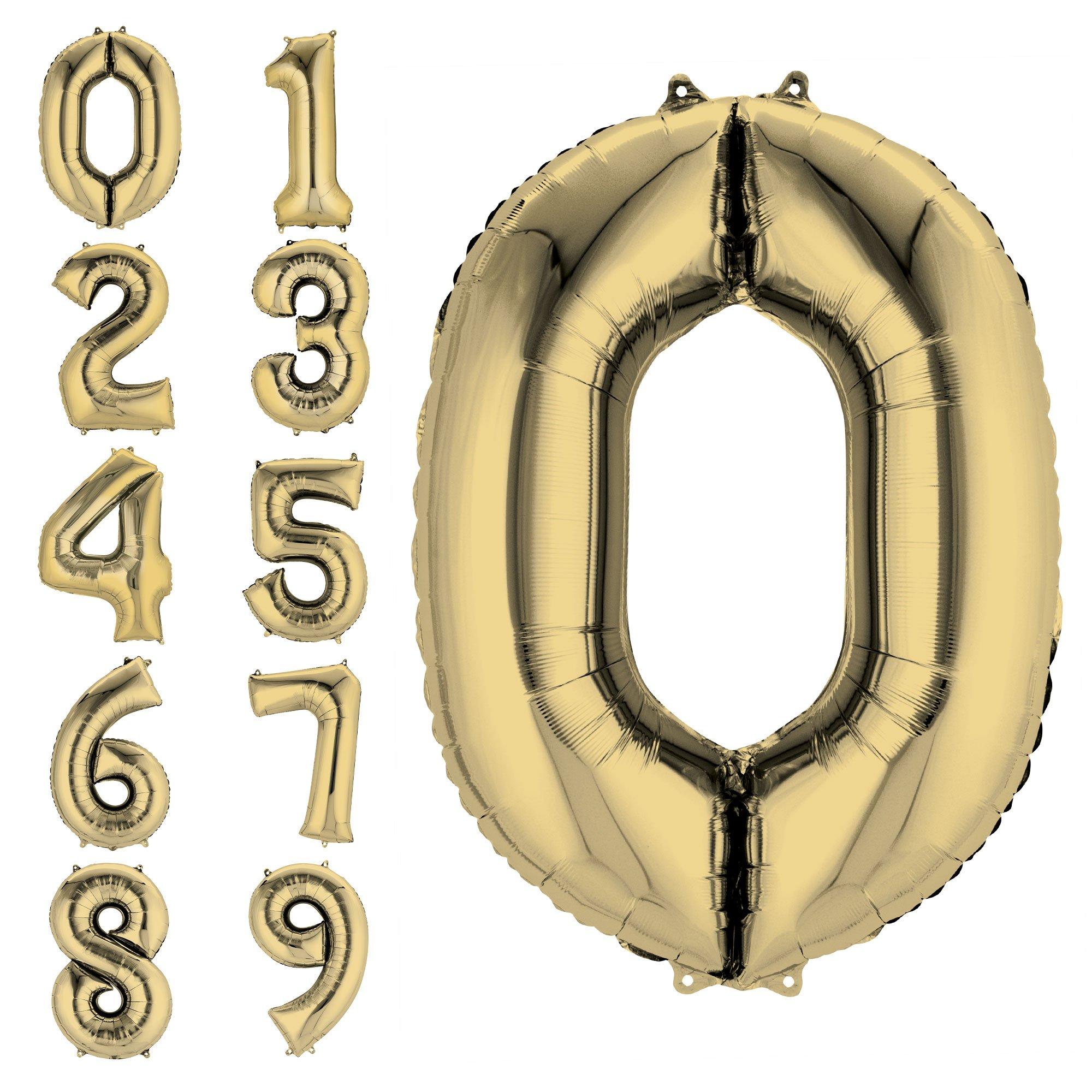 Gold number shop balloons